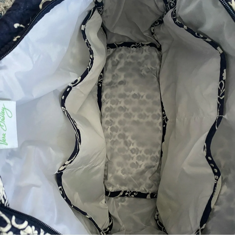 Vera Bradley Twirly Birds (Retired) Navy Cotton Diaper Bag EUC